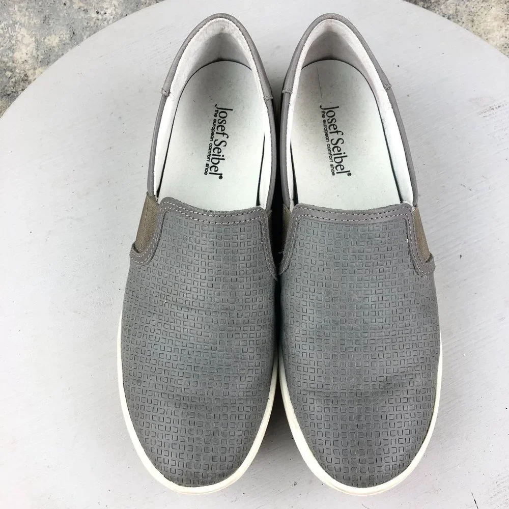 Josef Seibel Women's Size 39 (8-8.5) Sina 39 Grey Leather Slip On Sneakers
